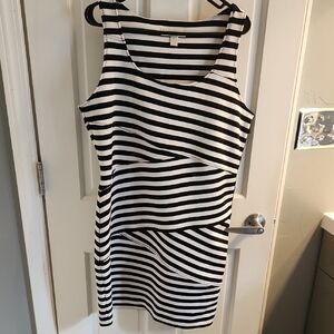 Michael Kors Black and White Striped Mini Dress